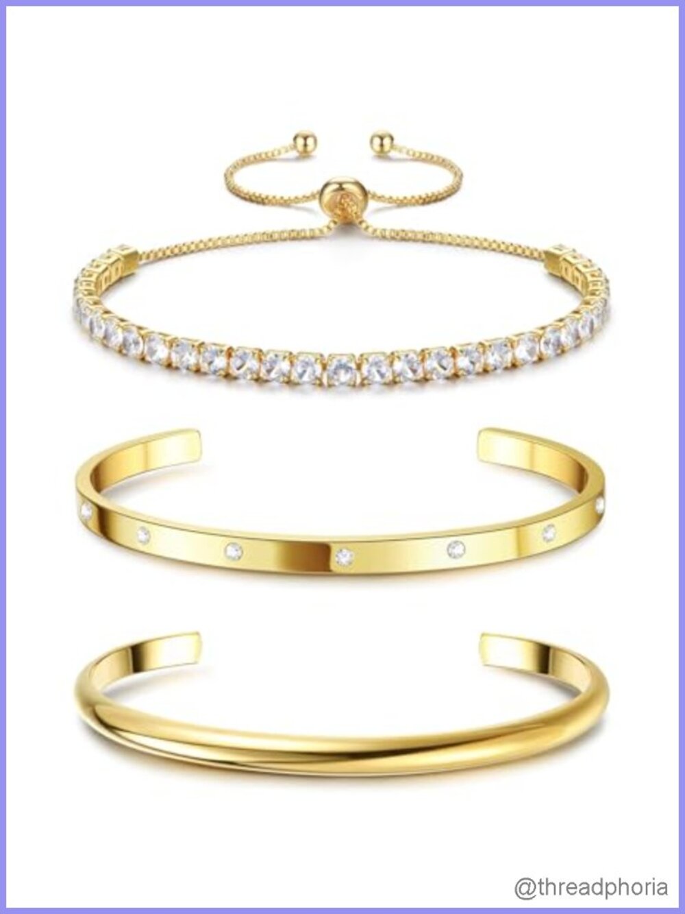 14K Gold Plated Bracelet Set for Women Bangle Cuff Tennis Bracelets Stack